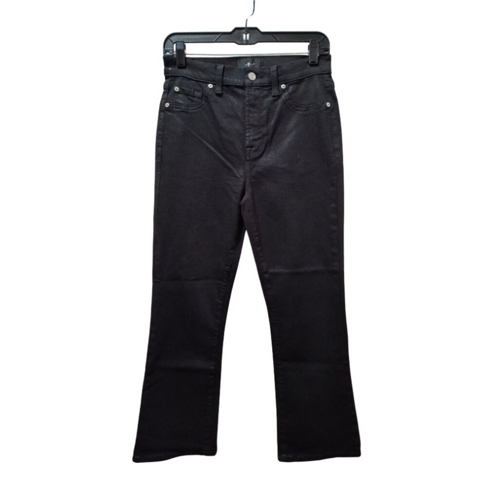 7 for All Mankind Jeans Women’s 28x26 Black Bootcut Waxed Coated Stretch Denim